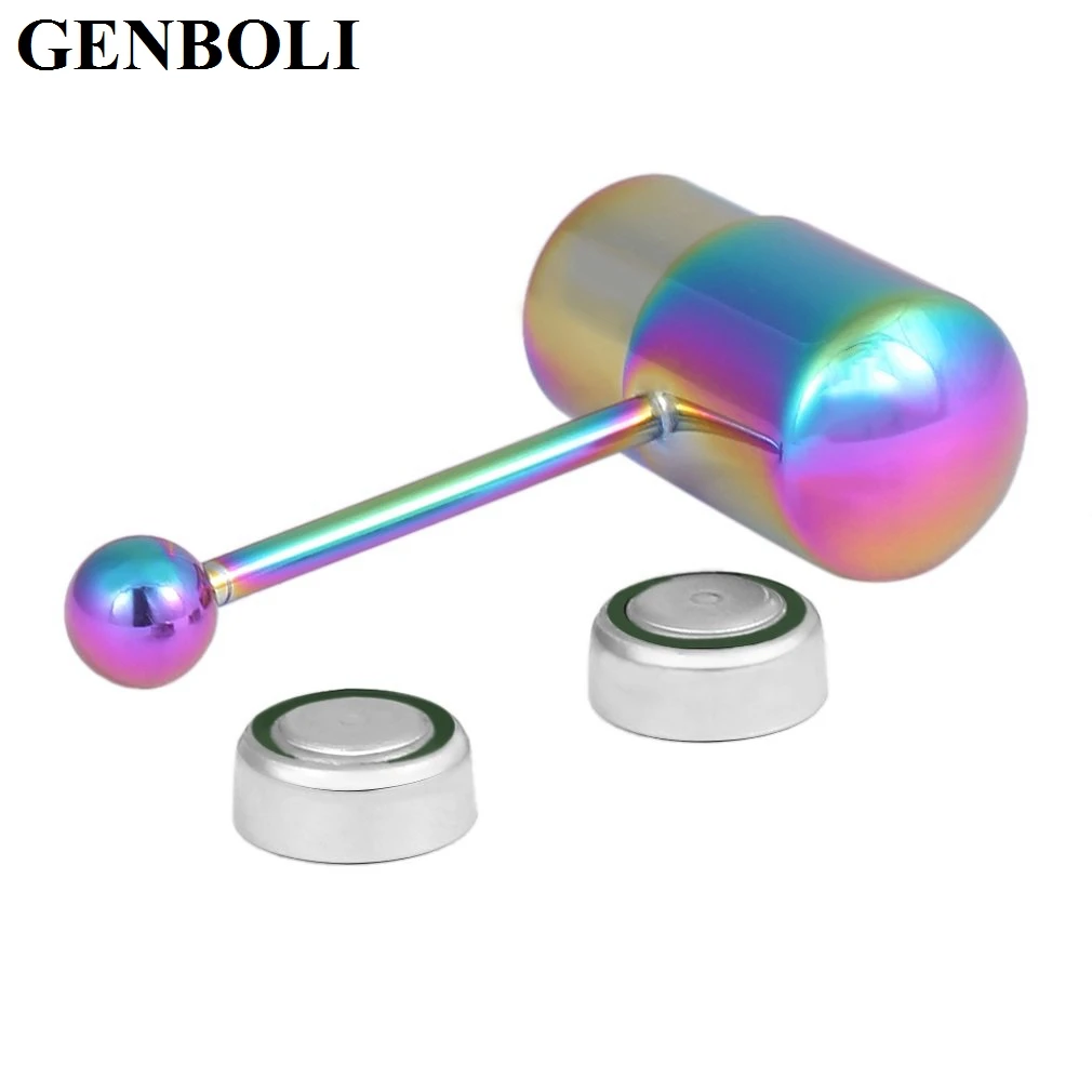 GENBOLI Rock Vibrating Tongue Ring Tongue Piercing Stainless Steel Body Jewelry With 2 Batteries Painless Health Jewelry