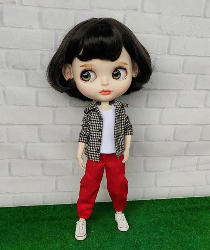 1/6 Комбинезоны для кукол Blyth брюки Blyth клетчатое пальто Blyth одежда(подходит для blyth, azone, ob24, Lai, mmk, ICY, кукла 1/6