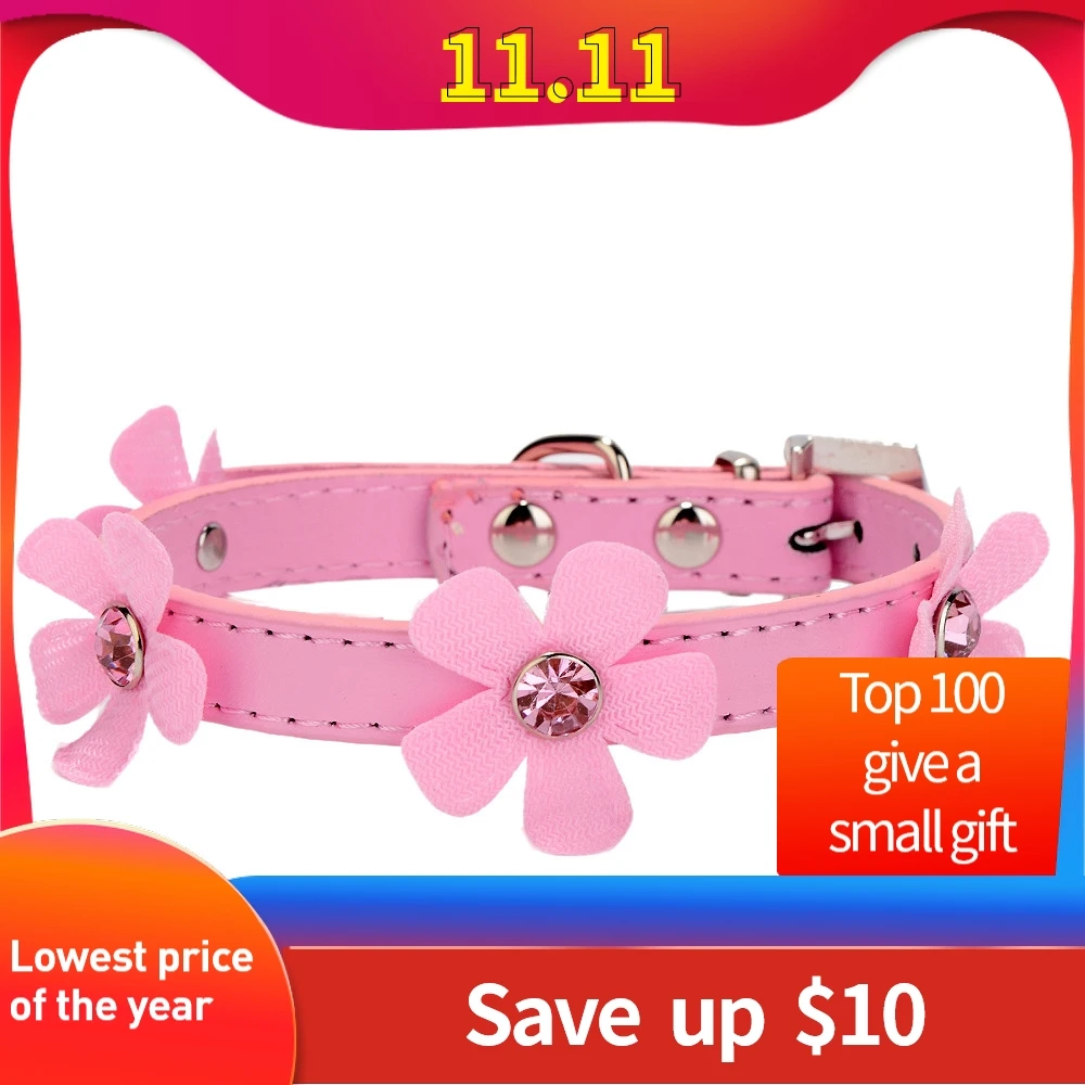Ошейник для собак стразы блестящий кристалл с цветами ожерелье питомцев щенков