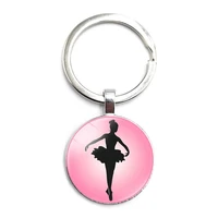2020 new gymnastics glass dome photo pendant keychain beautiful ballet dance photo art printed photo keychain jewelry