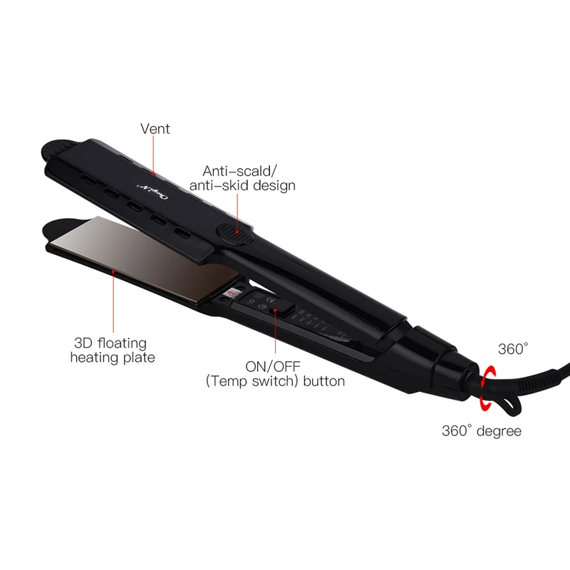 

CkeyiN Fast Heating Hair Flat Iron Ultra Wide Waver Professional Hair Straightener Waver Iron Corn Electric Hair Crimper Machine