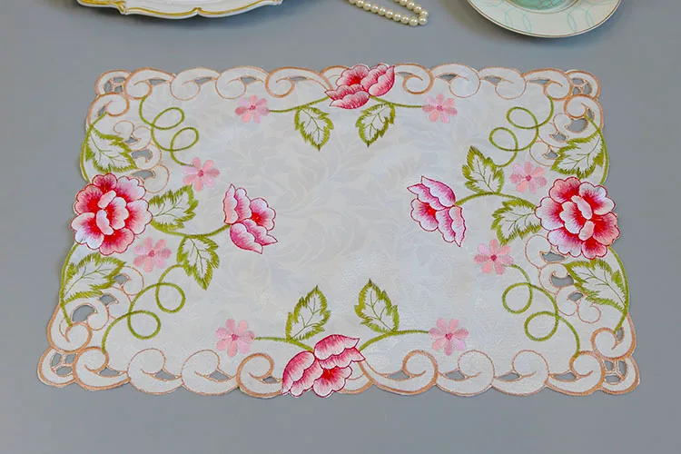 Hot Embroidery Table Place Mat Cloth Placemat Cup Mug Tea Coffee Coaster Dining Doily Drink Glass Pad Kitchen Christmas Decorate | Дом и сад
