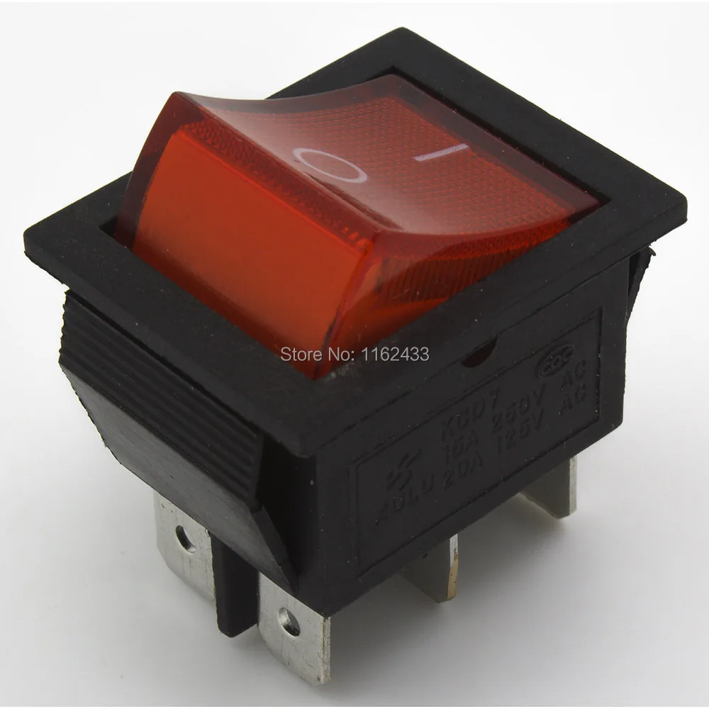 

5pcs / lot KCD7-202N perforate 26 x 22 mm 6 pin ON - ON boat rocker switch power switch with 220V light