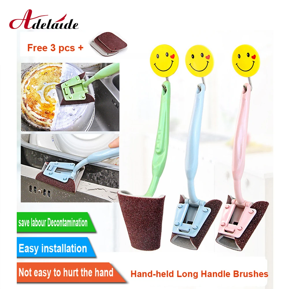 Волшебная сильная Чистящая щетка Нано губка Наждачная ручная длинная ручка