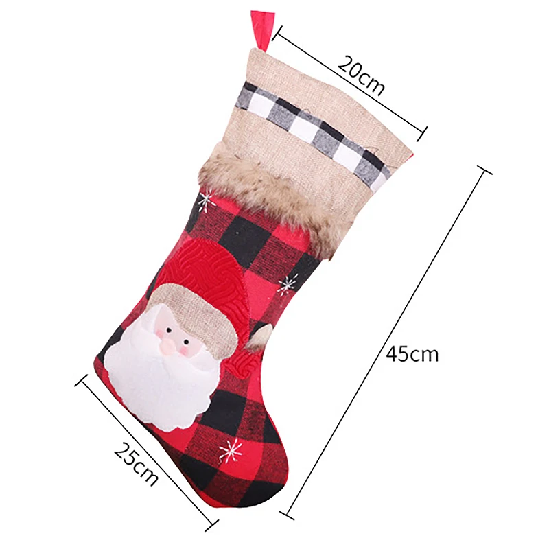 

AC86 -3Pcs Christmas Stocking Fireplace Hanging Xmas Stockings Decorations for Family Holiday Season Decora