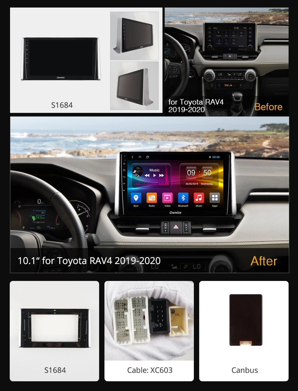 Ownice k3 k5 k6 Android 10.0 Car Radio 2 Din GPS Navi for Toyota RAV4 2018 2019 4G LET DSP 4Gb+64Gb Octa Core 360 Panorama SPDIF |