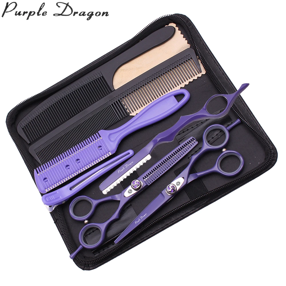 Набор ножниц для стрижки волос 5 &quotфиолетовый дракон JP нержавеющая 1018 #
