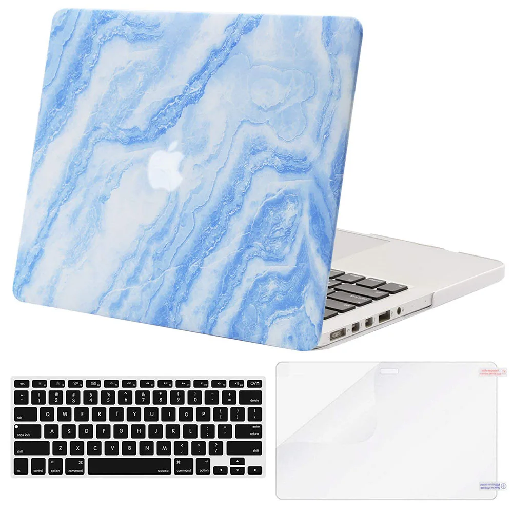 Mosiso для Macbook Pro 13 Чехол для компьютера для Mac Pro 13 A1502/A1425 чехол 2012-+ силиконовый КБ чехол+ защита экрана - Цвет: White Blue Marble
