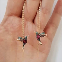 1 pair new fashion little bird drop long hanging earrings for women elegant girl tassel earring stylish jewelry personality gift