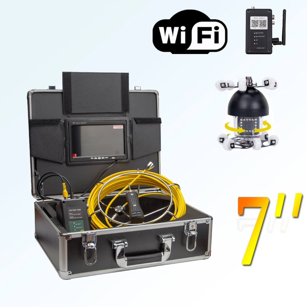 Эндоскоп с ЖК монитором TFT и Wi Fi 7 дюймов водостойкий IP68 поворот на 360