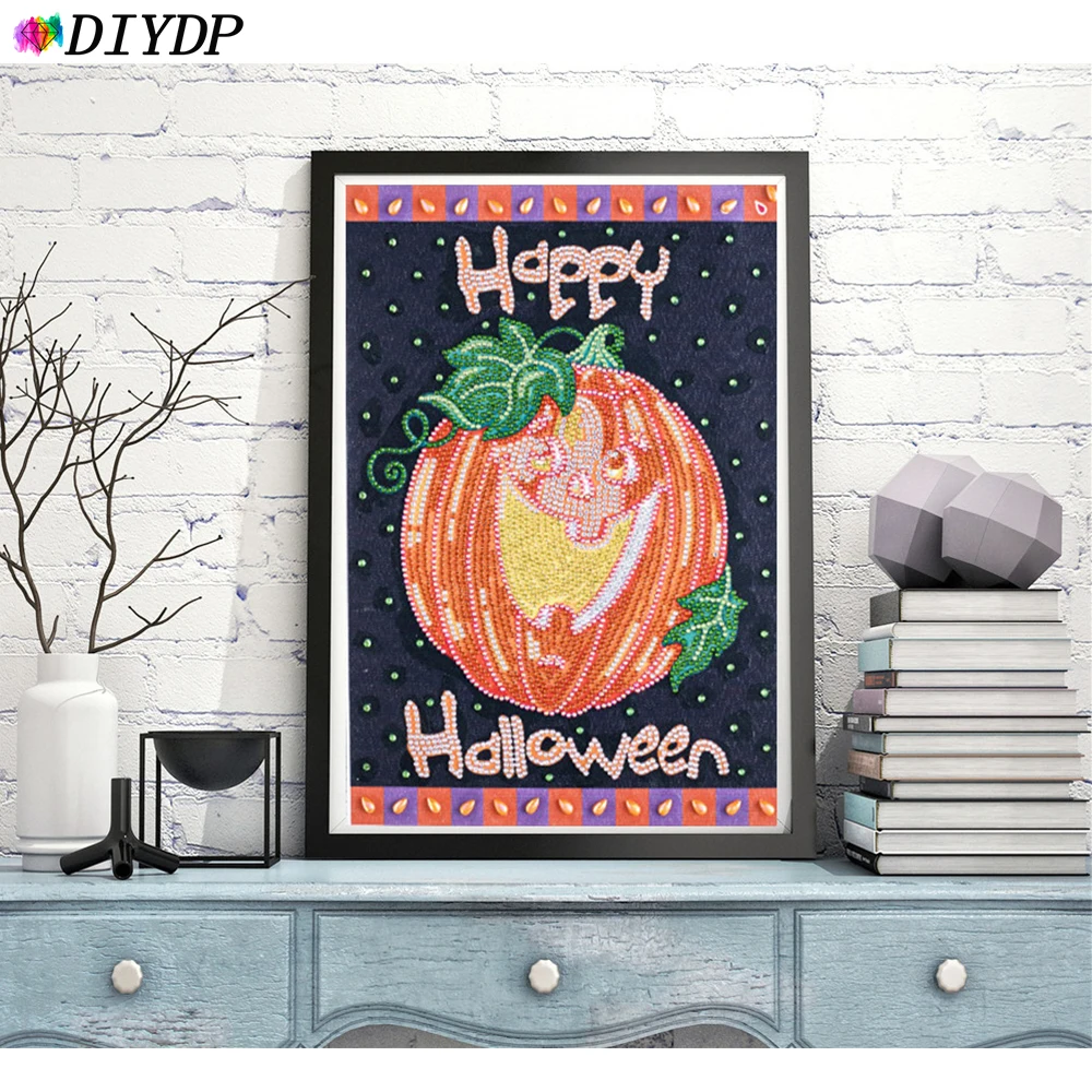 

Алмазная живопись своими руками DIYDP 5D, Счастливого Хэллоуина, особая форма, частичная фотография, вышивка крестиком, сова, тыквы, подарок