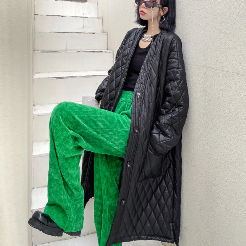 

Женская хлопковая одежда Kywommnz, утолщенная уличная одежда средней длины с V-образным вырезом и длинными рукавами, Осень-зима 2021 E3858