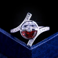 pokemon creative shaped finger ring elf ball two tone red and white ring jewelry gift for unisex simple trendy christmas gifts
