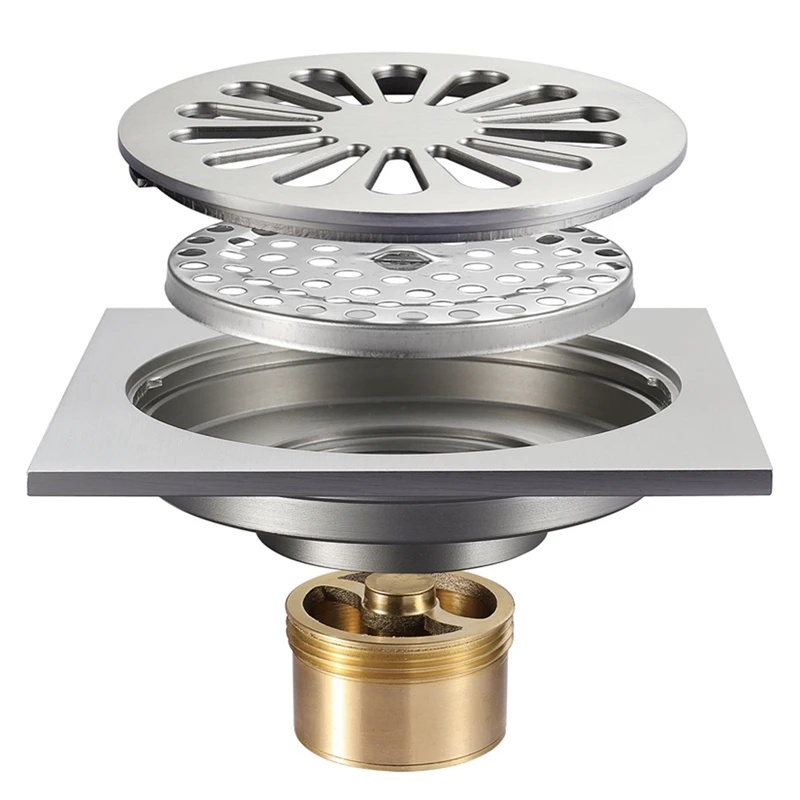 

HIDEEP Floor Drains Stainless Steel Square Shower Floor Drain Tile Insert Drain Channel for Bathroom Kitchen Waste Grate