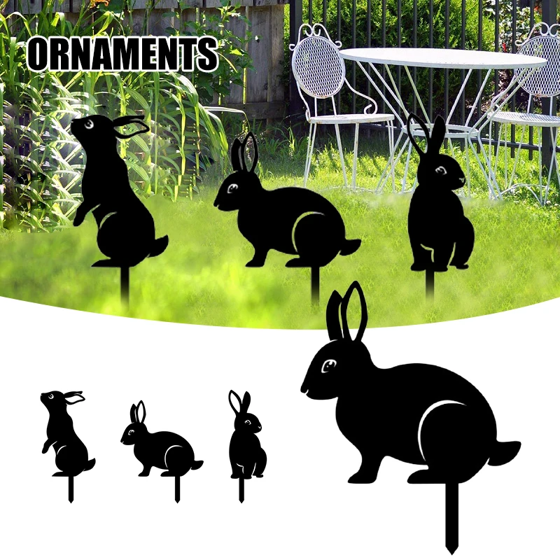 

Декоративная садовая стойка, 2D металлический кролик, силуэт, украшение, искусство, кролик, животное, декор для лужайки, для улицы, REME889