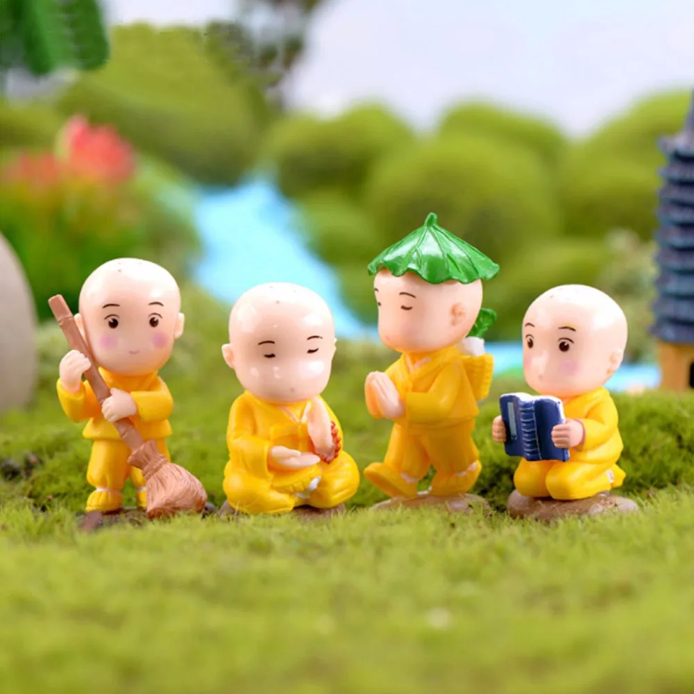 Творческий смолы фигурки &quotМаленькие монахи&quot Миниатюрные поделки с изящным