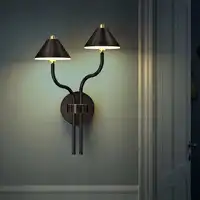 Nordic LED Copper Wall Lamp Creative Mushroom Umbrella Gold/Black Wall Lamp Living Room Bedroom Bedside Lamp Aisle Wall Decor