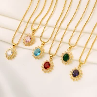 gold necklace for women trendy jewelry pendant copper emperament fashion jewelry bling zircon girl gift