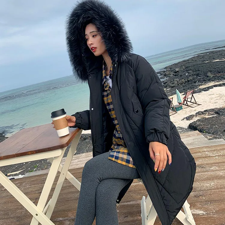 Женское корейское зимнее пальто стиль новый средней длины свободная и плюс