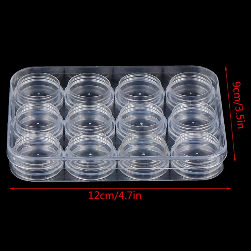 

12pcs/Box Plastic Round Bottles With Transparent Case Container Nail Art Storage Box Organizer Holder Cosmetic Makeup Tools Case