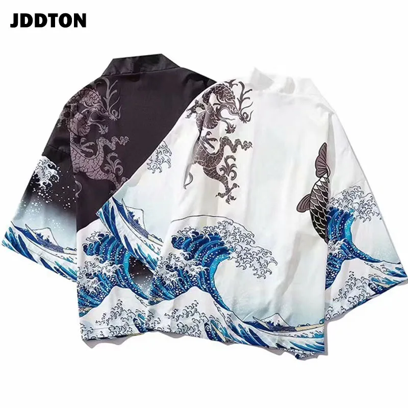 JDDTON кимоно модный кардиган унисекс куртки традиционный японский юката тонкая