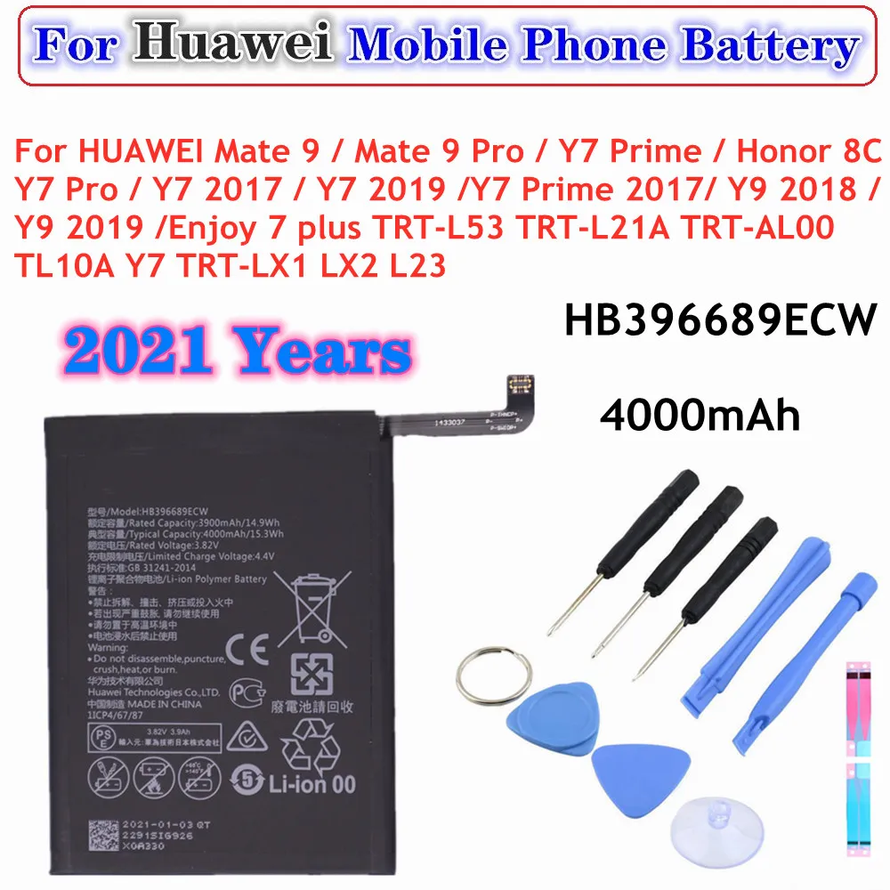 

HB396689ECW Battery For Honor 8C HUAWEI Mate 9/9 Pro Y7 Prime/Pro Y7 Y9 2018 2019 Enjoy 7 plus 4000mAh Replacement Batteries