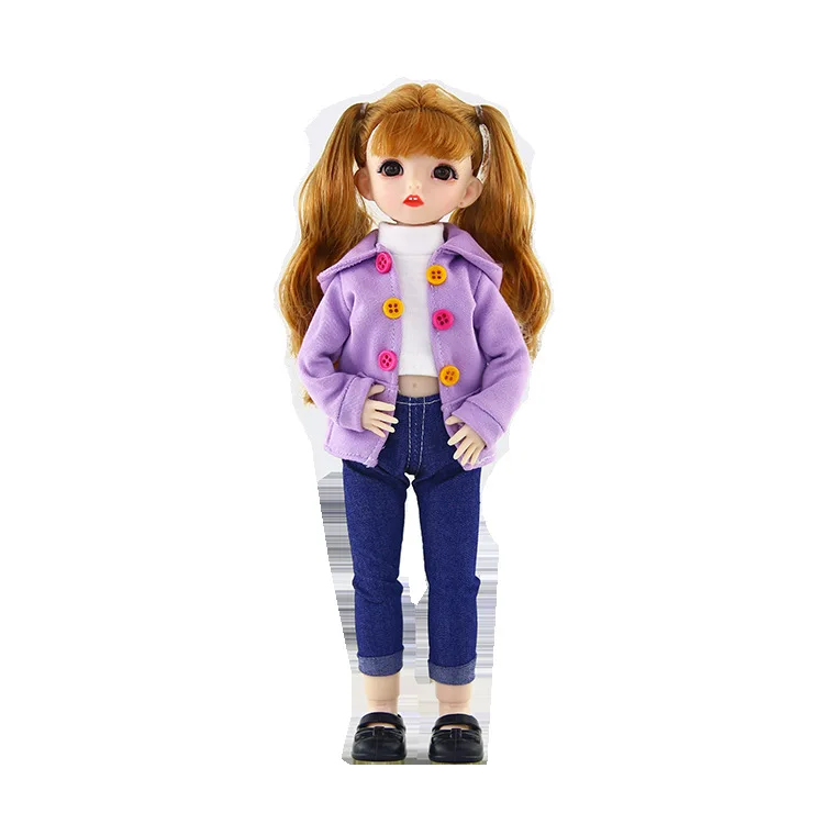 

New 30cm Dolls Set with Clothes Double Braid Hair Cute Body Doll Casual Outfit Bjd Doll 1/6 Toys for Children Girls