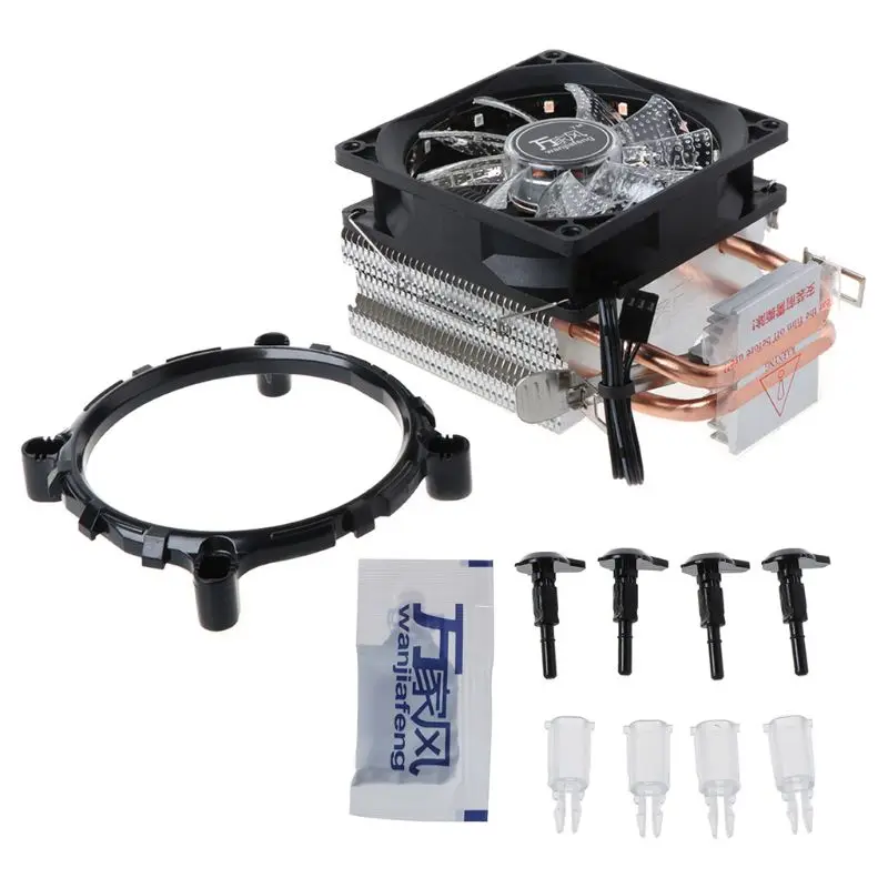 

CPU Cooler Fan Dual Heatpipe Heat Sink with RGB Light for Intel LAG 1155 1156