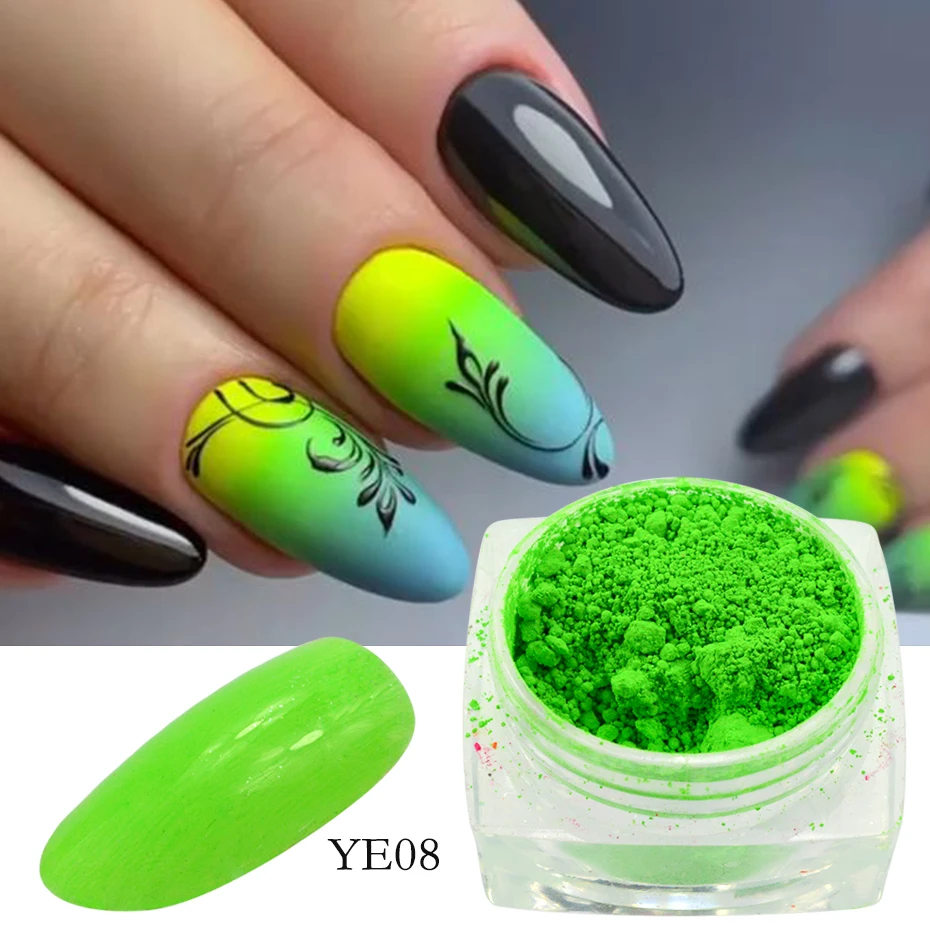 Флуоресцентный Блестящий ноготь 1 коробка летняя Очаровательная пыль сделай сам