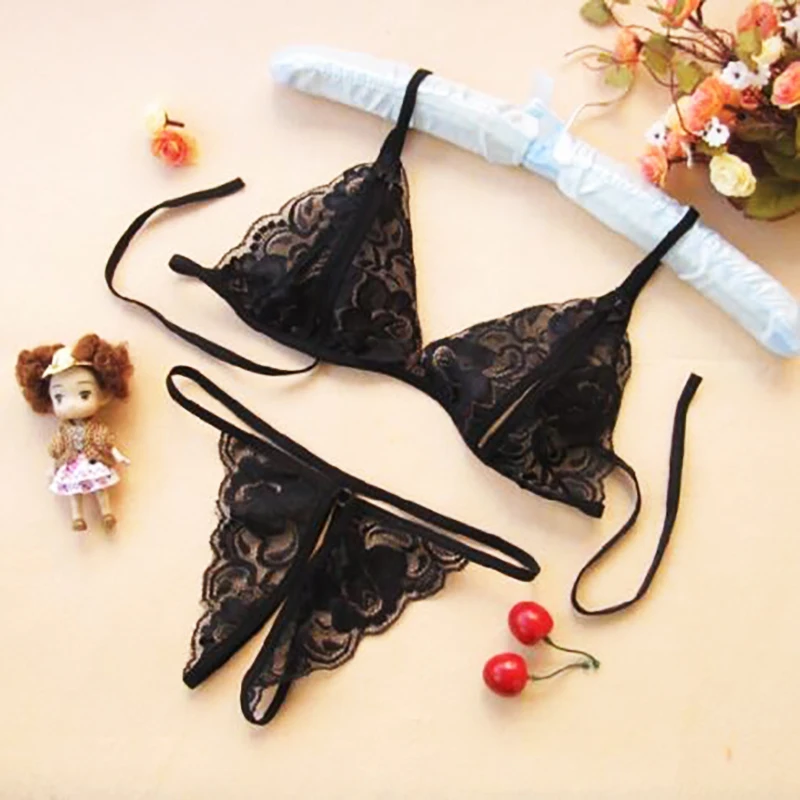 

Women 2 Pieces Set Sexy Sensual Lingerie Underwear Lace Flower Erotic Costumes Bra Lace up Exotic woman Underwire set sets