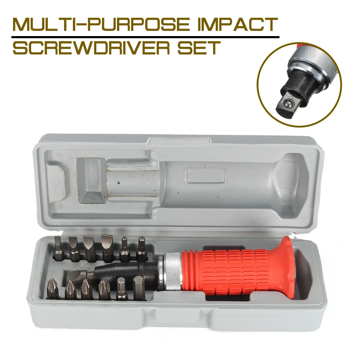 

Multi-purpose Impact Screwdriver Set Screwdriver Head Set Bits Hammer Socket Repair Kit Driver Carbon Steel Multi Storage Box