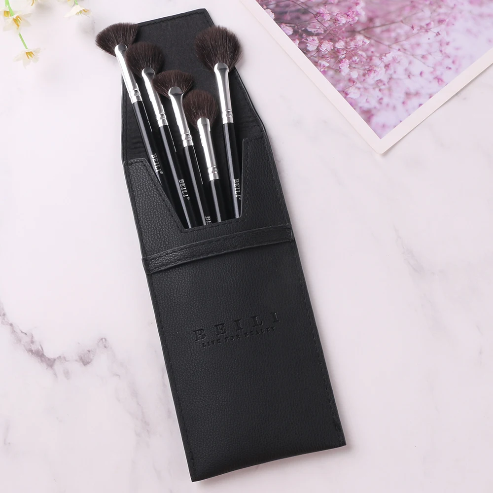 BEILI Black 5 шт. Профессиональные Кисточки для макияжа из натурального материала