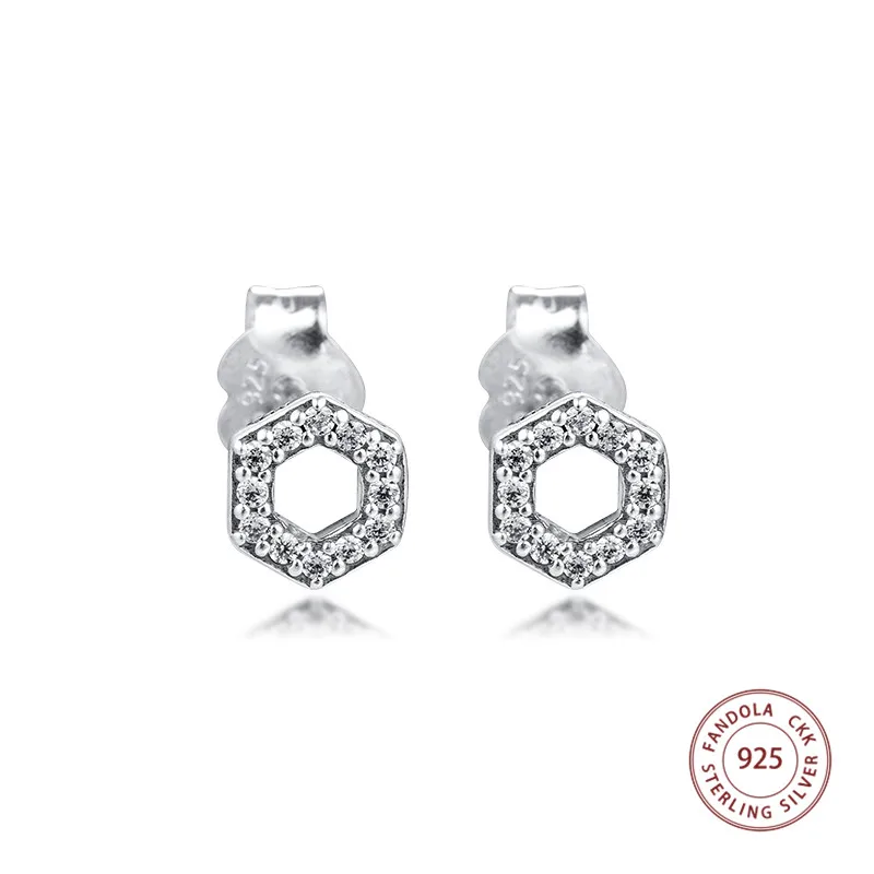 

Женские шестигранные серьги-гвоздики, из серебра 925 пробы