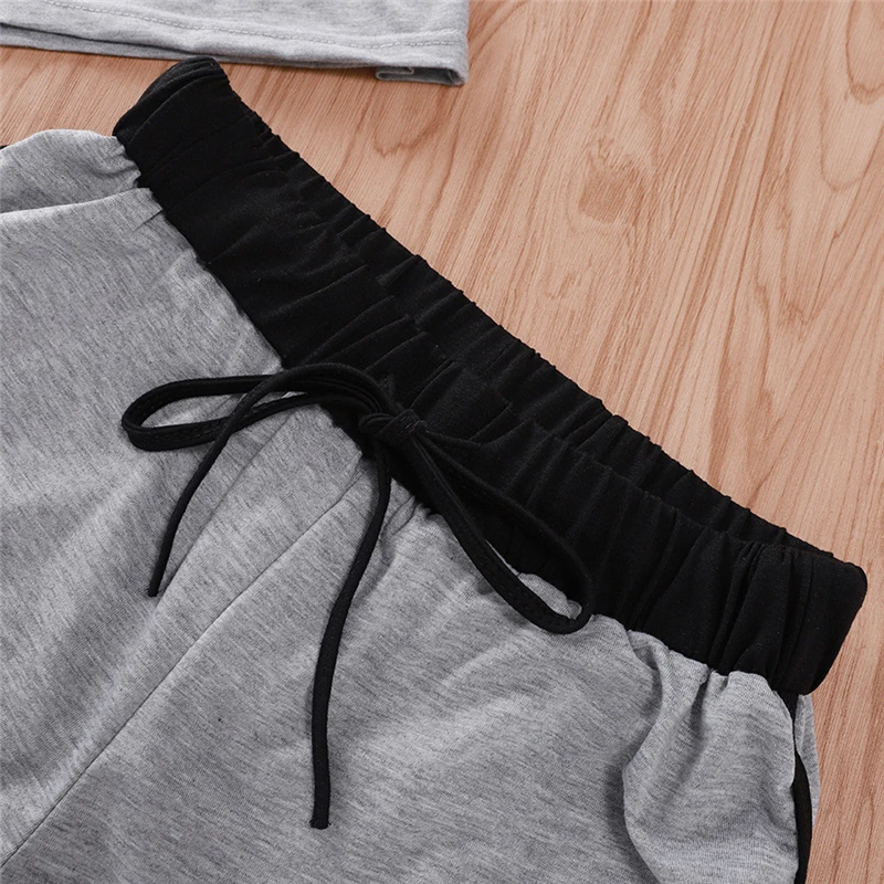 2019 New Women Sets Gray 2 pcs Sweatsuit Summer Pullover Suits outfit Two Piece Tracksuits |