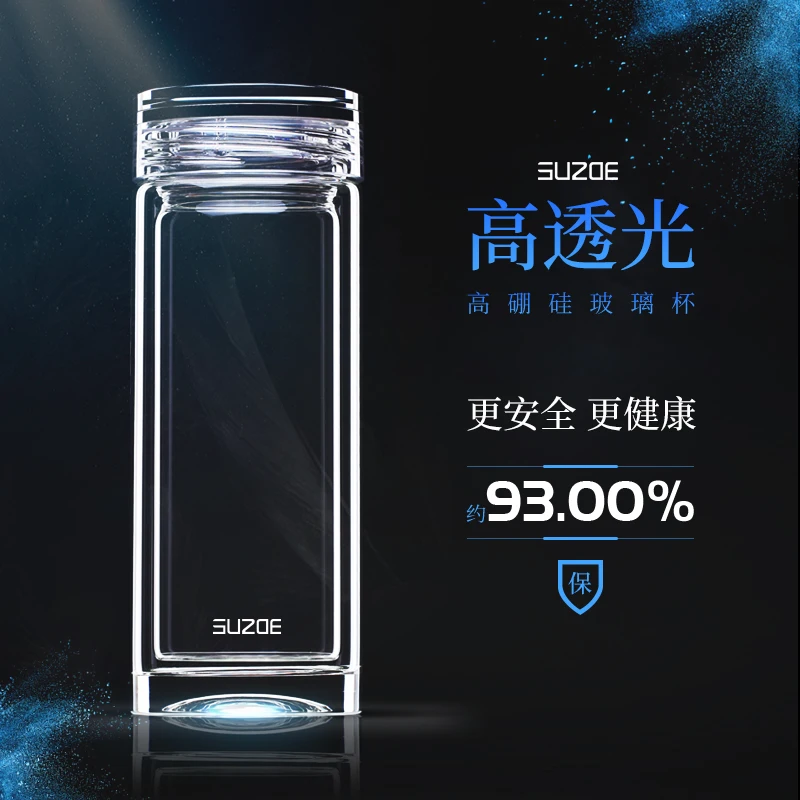 Прозрачная бутылка для воды с двойными стенками стеклянный фильтр рассеиватель