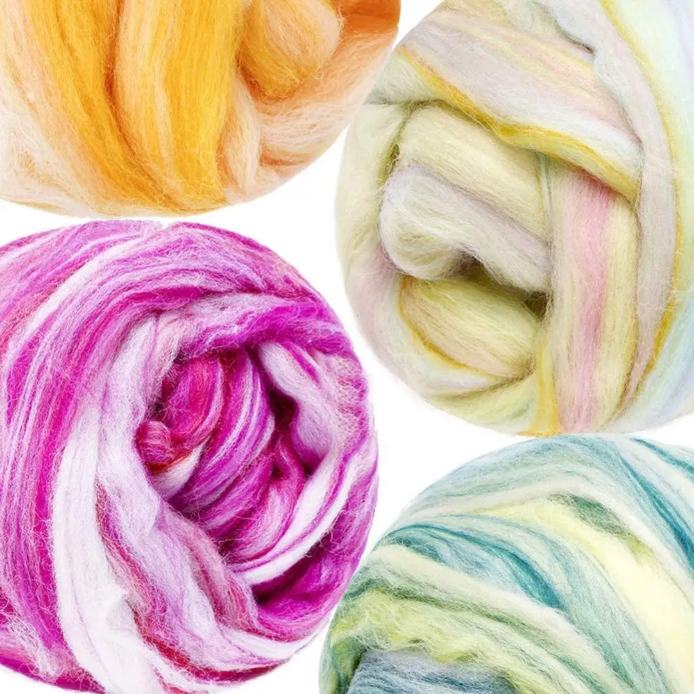 

LMDZ Wool Felting Supplies, 100% Pure Wool, Chunky Yarn, Spinning Wool Roving for Needle Felting Wet Felting DIY Hand Spinning
