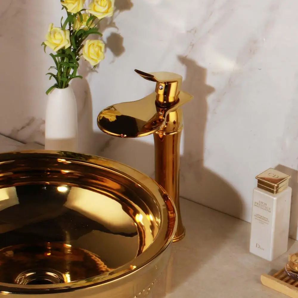 Only Faucet 03 Torayvino, ванная комната, Твердый латунный кран для раковины, набор, золотой роскошный керамический кран для туалета, умывальник, раковина, ванна, комбинированный смеситель, слив - Цвет: Only Faucet 03