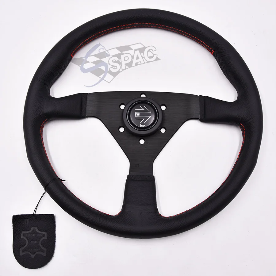 Универсальный гоночный руль из натуральной кожи 350 мм | Рулевые колеса и ступицы