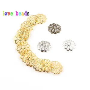 200 шт. 9 мм с золотым Цвет юбка с цветочными лепестками и чашки оптом распорка Подвески биссерных колпачков для изготовления ювелирных изделий аксессуаров выводы DIY питания