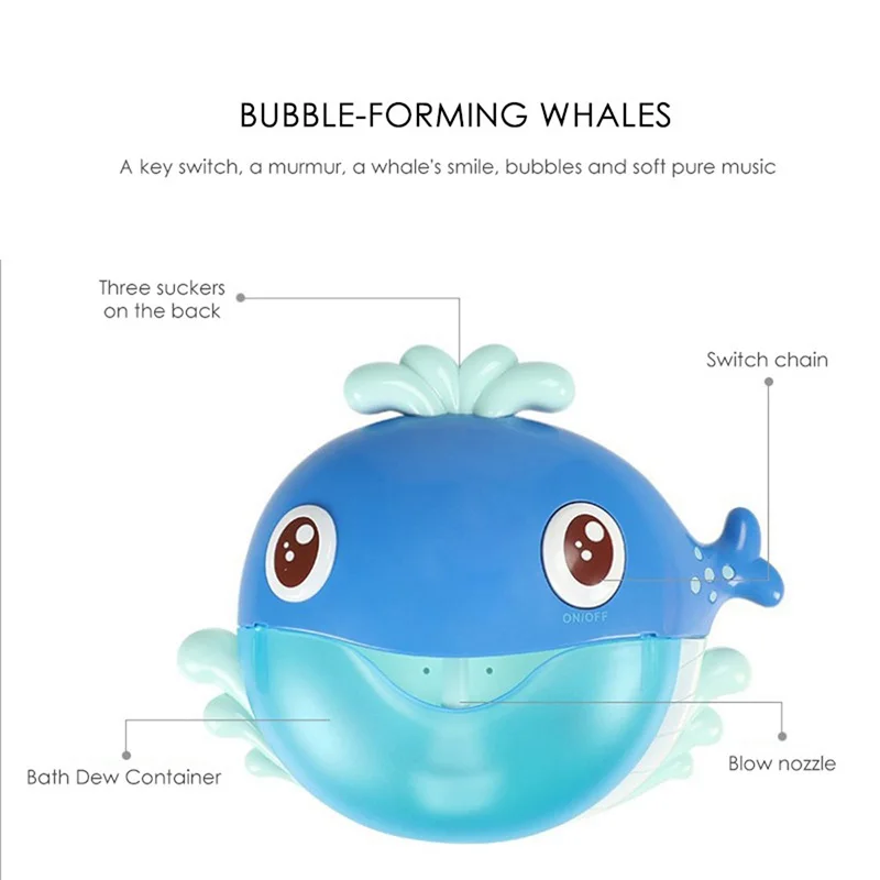 

New Whale Bath Toy Outdoor Bubble Machine Baby Bubbles Maker Swimming Bathtub Soap Water Toys for Children with Music