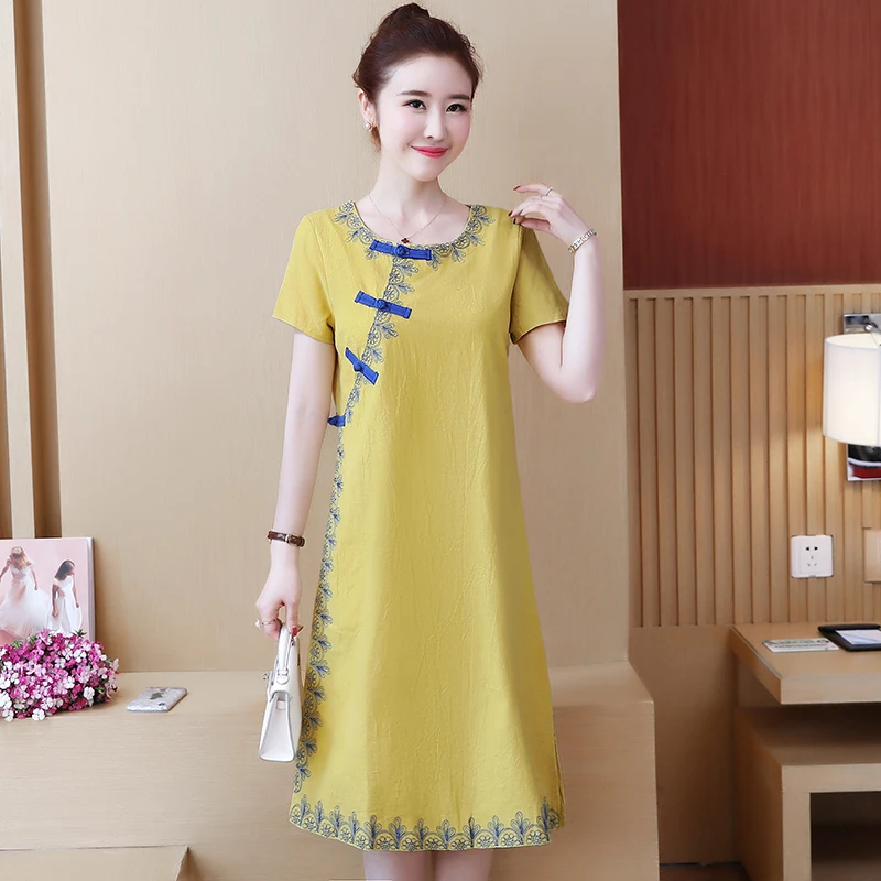 Китайское платье cheongsam qipao леди Ципао современный хлопок и лен цветочный принт свадебные вечерние платья Элегантное платье vestidos - Цвет: color1