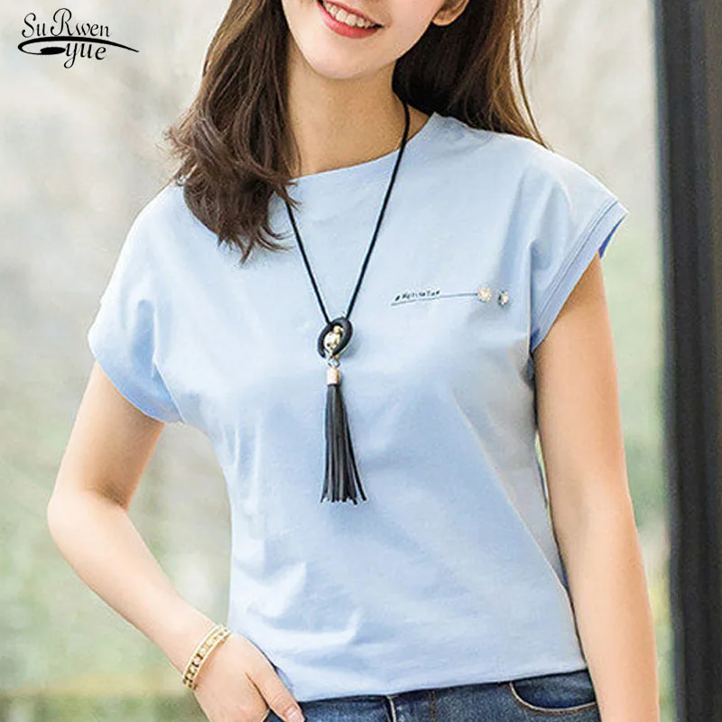 Летние свободные женские блузки 2021 плюс Размеры короткий рукав женская рубашка с