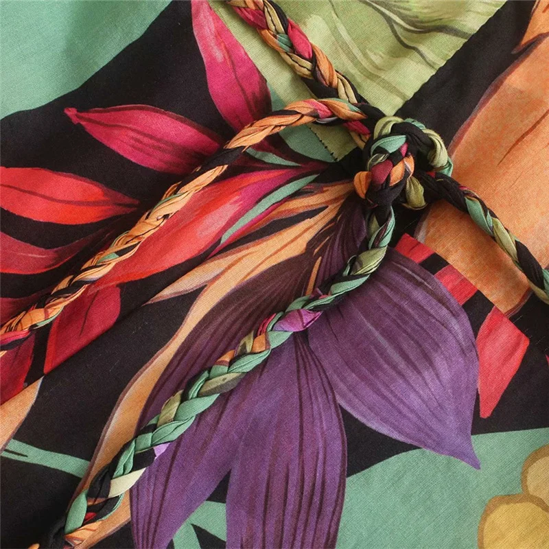 

Woman Bohemian Print Halter Jumpsuits 2021 Summer Vintage Sleeveless Backless Beach Jumpsuit Ladies Floral Saches Rompers