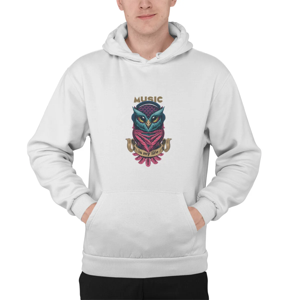 

Men's Hoodie Music Is My Life Owl MusicPrint Custom Couples Matching Kawaii Top quality Mens Clothes 38519