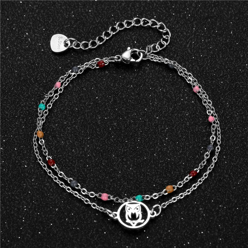 

Stainless Steel Bracelets For Women Bangle Chain Family Mother Cross Owl Moon Pendant Bracelets Girl Party Wedding Jewelry Gift