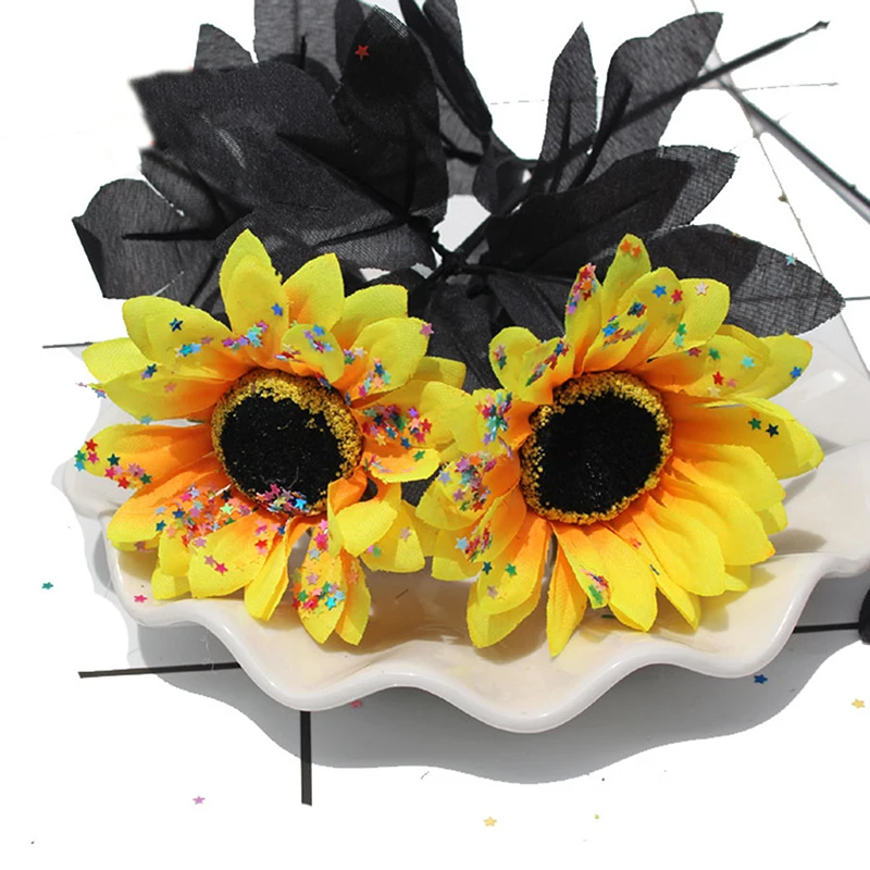 

41 см Искусственный Подсолнух одиночный Свадебный черный желтый цветок украшение для дома