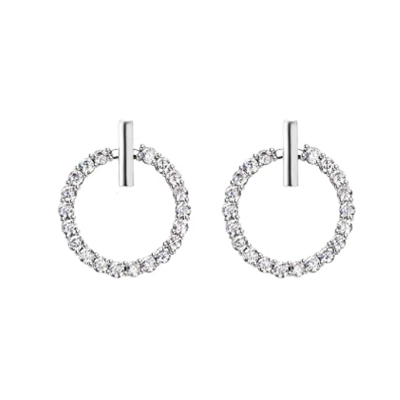 

Free Shipping Fashion Trend Crystal Rhinestone Stud Earrings Geometric Round Shape For Women Beautiful Jewelry Wholesale