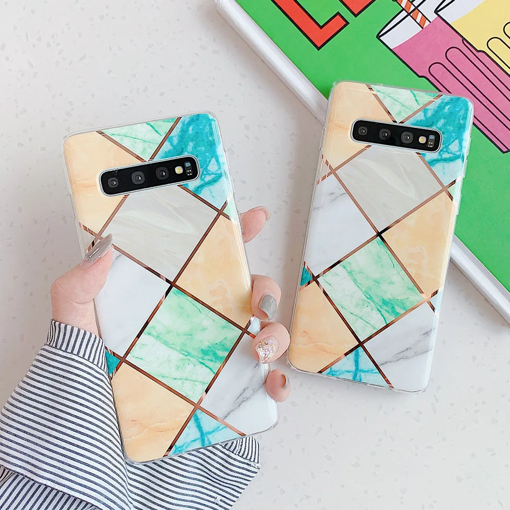Чехол для телефона с геометрическим рисунком Samsung Galaxy Note 10 Pro S8 S9 S10 Plus S10E мраморный