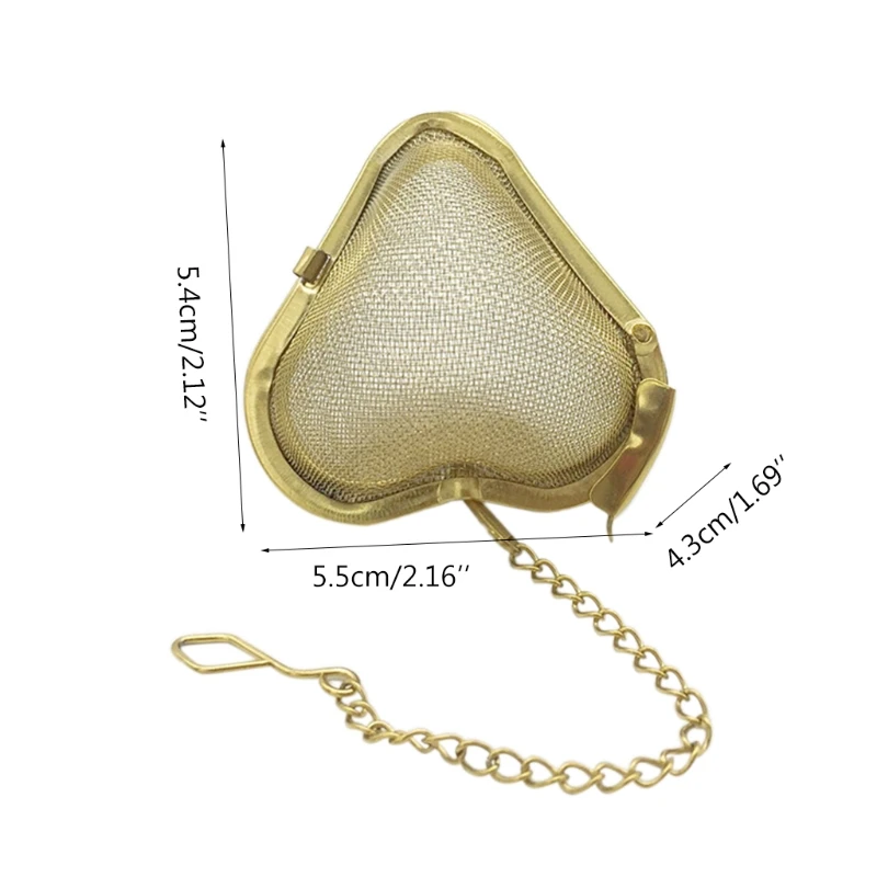 

2Pcs Stainless Steel Heart Shaped Tea Infuser Strainer with Chain Mesh Filter for Loose Leaf Spice Hot Tea Infuser