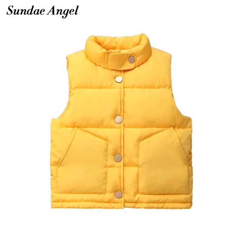 

Sundae Angel Children's Vest For Girls Stand Collar Solid Sleeveless Jacket Boys Vests Winter Waistcoat Kids Gilet Fille Coats